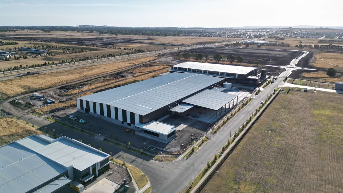 Professional drone photography of Truganina warehouse facility captured from above